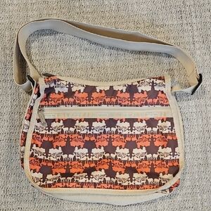 LeSportsac Classic Hobo Bag Pink Cream Brown Woodland Deer
